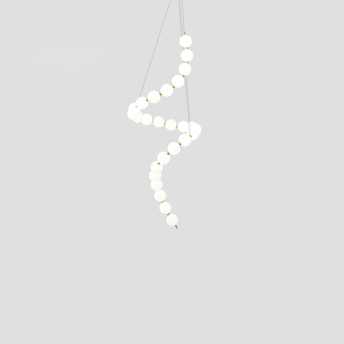 Acrylic Pearl Necklace Chandelier ? 19.7″ x H 47.2″ / Dia 50cm x H 120m / Brass & White / Warm Light Chandelier
