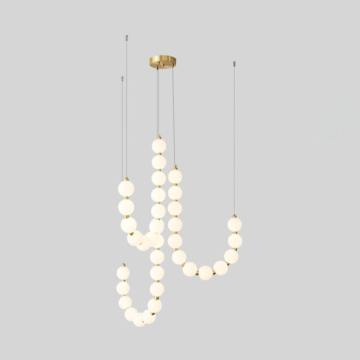 Glass Pearl Necklace Chandelier ? 35.4″ x H 25.6″ / Dia 90cm x H 65m / Brass & White / Warm Light Chandelier