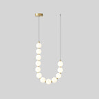 Glass Pearl Necklace Chandelier ? 16.9″ x H 25.6″ / Dia 43cm x H 65m / Brass & White / Warm Light Chandelier