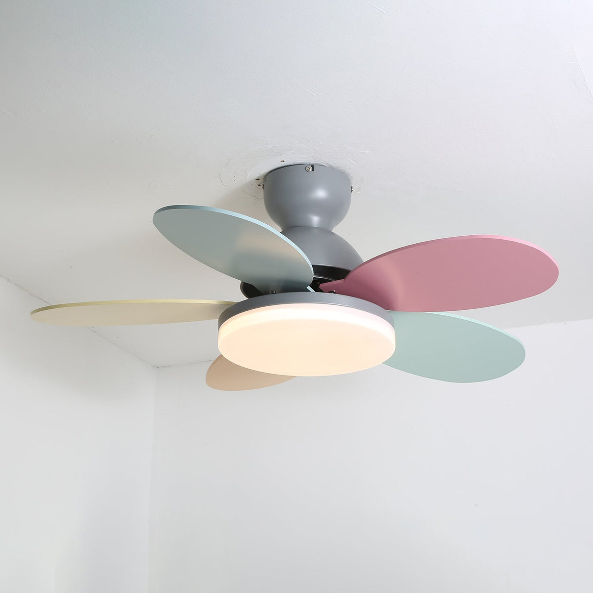 Petalo Ceiling Fan Light Grey & Colourful ? 35.4″ x H 11.0″ / Three-color Changing Light