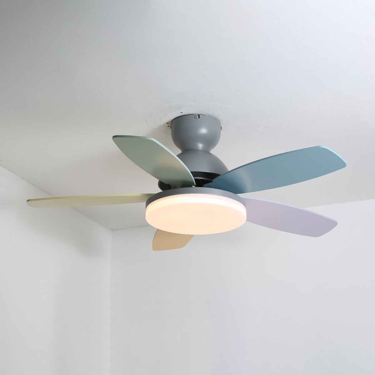 Petalo Ceiling Fan Light Grey & Colourful ? 39.4″ x H 11.0″ / Three-color Changing Light