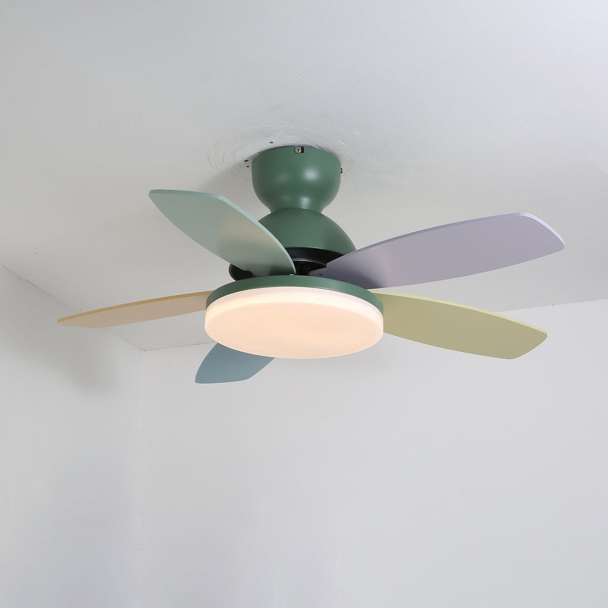 Petalo Ceiling Fan Light Green & Colourful ? 39.4″ x H 11.0″ / Three-color Changing Light