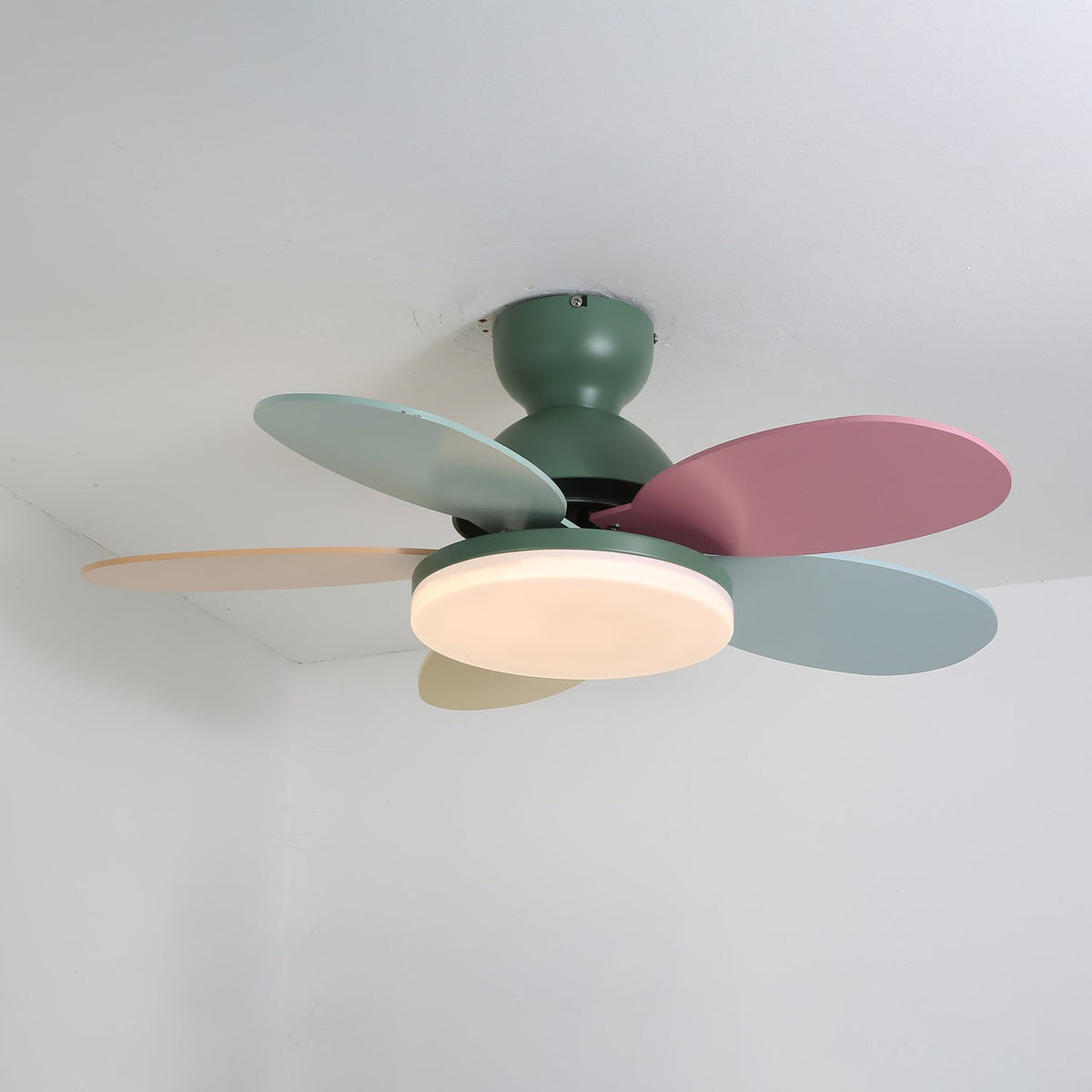 Petalo Ceiling Fan Light Green & Colourful ? 35.4″ x H 11.0″ / Three-color Changing Light