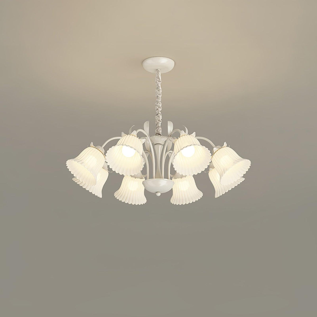 Petunia Chandelier 8 heads ∅ 33.5″ x H 31.5″ / Dia 85cm x H 80cm / White & White Chandelier