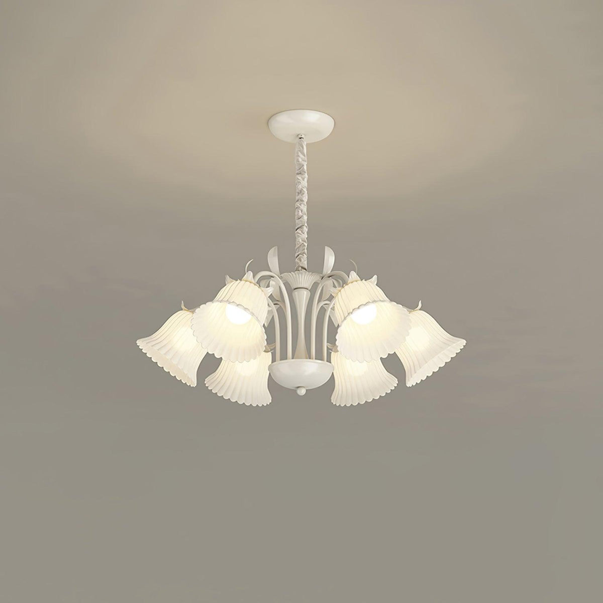 Petunia Chandelier 6 heads ∅ 28.3″ x H 31.5″ / Dia 72cm x H 80cm / White & White Chandelier