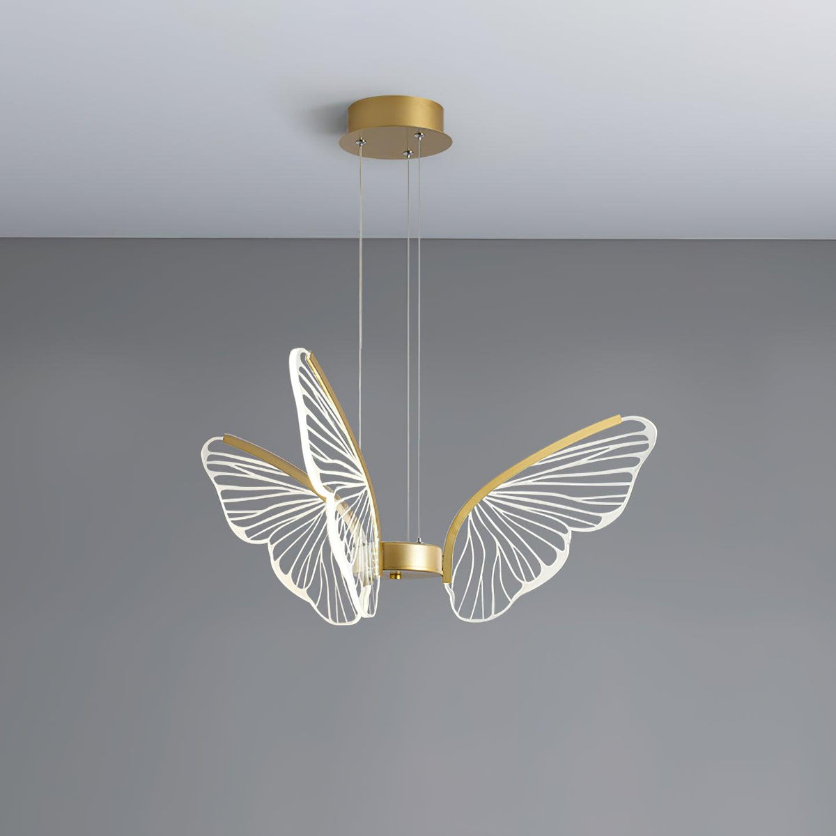 Phalaenopsis Chandelier 3 heads ? 26.7″ x H 11″ / Dia 68cm x H 28cm / Gold & Clear / Three-Color Changing Light