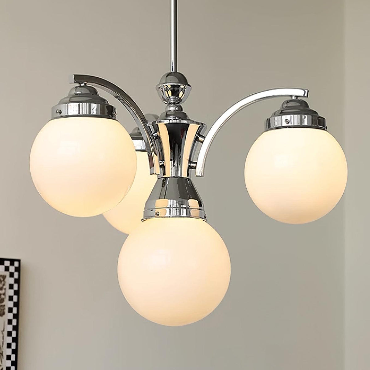 Pink Salamanca Chandelier 4 Heads ? 21.6″ x H 17.7″ / Dia 55cm x H 45cm / Chrome & White Chandelier