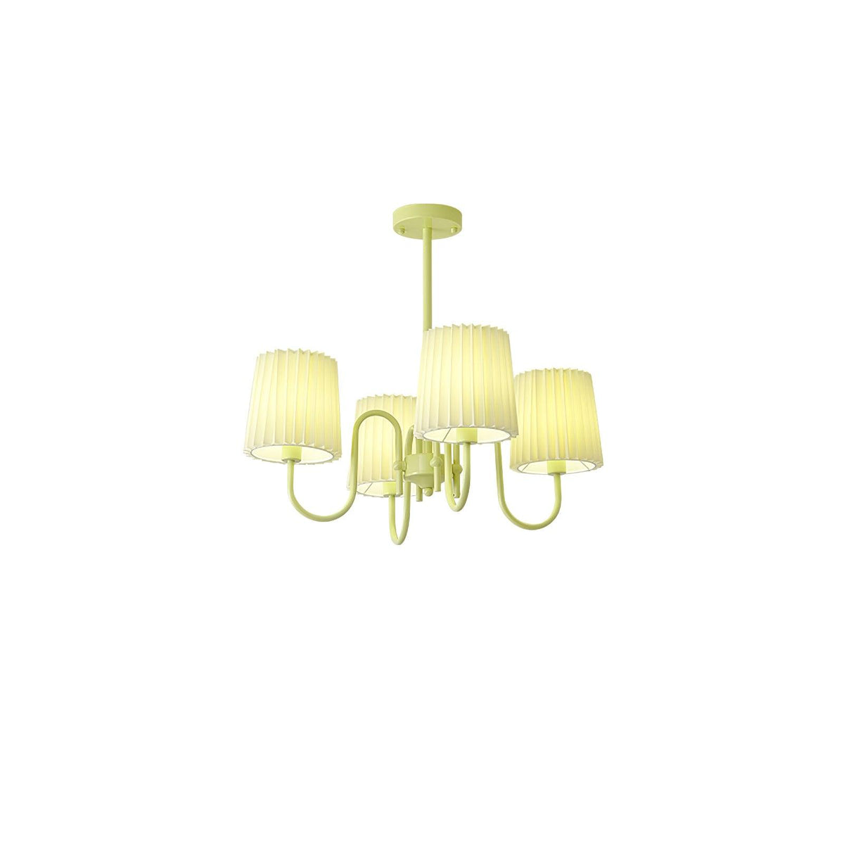Pleated Fabric Matcha Chandelier 4 heads ? 25.6″ x H 15.7″ / Dia 65cm x H 40cm / Matcha & White fabric Chandelier
