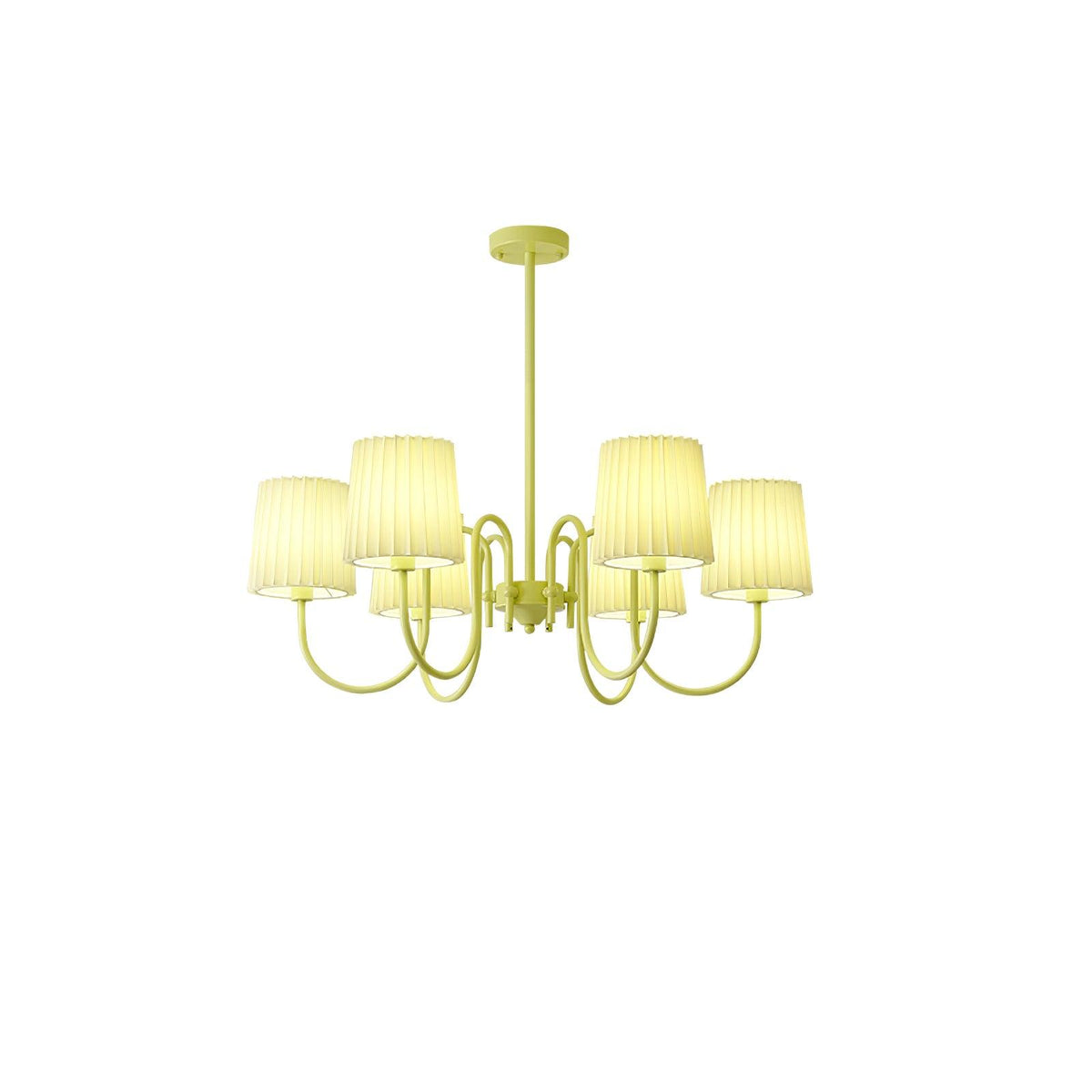 Pleated Fabric Matcha Chandelier 6 heads ? 33.8″ x H 16.9″ / Dia 86cm x H 43cm / Matcha & White fabric Chandelier