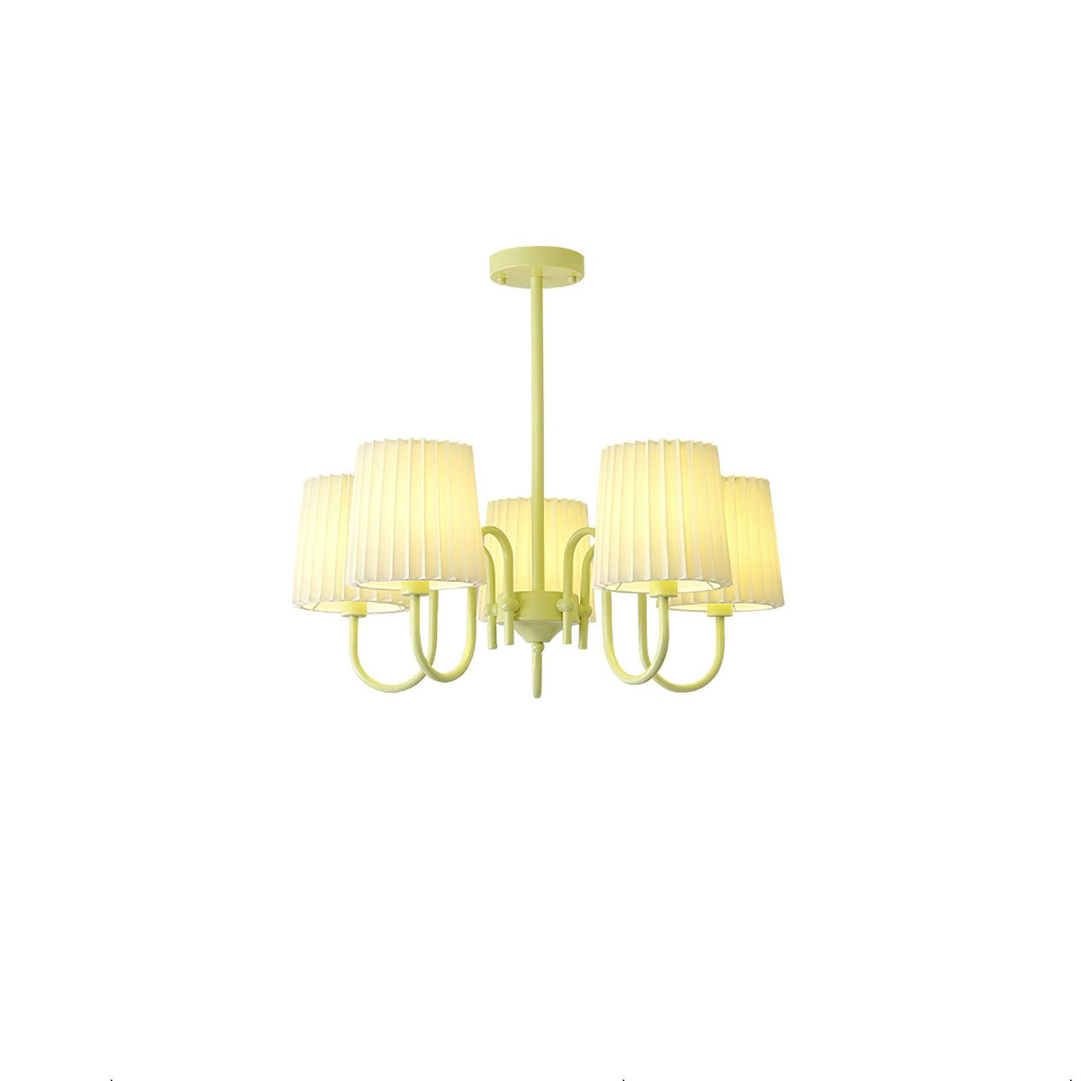 Pleated Fabric Matcha Chandelier 5 heads ? 25.6″ x H 15.7″ / Dia 65cm x H 40cm / Matcha & White fabric Chandelier