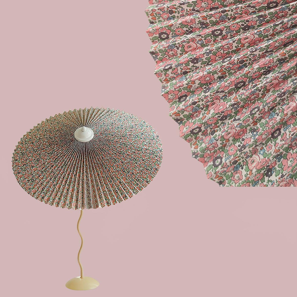 Pleated Hat Table Lamp ∅ 17″ x H 29.5″ / Dia 43cm x H 75cm / Pink / US Plug Table lamp