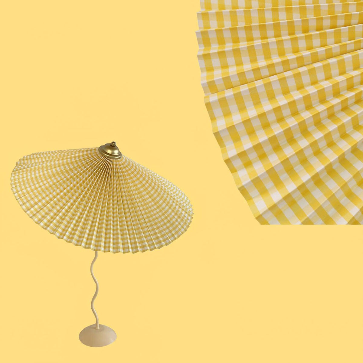 Pleated Hat Table Lamp ∅ 17″ x H 29.5″ / Dia 43cm x H 75cm / Yellow / US Plug Table lamp