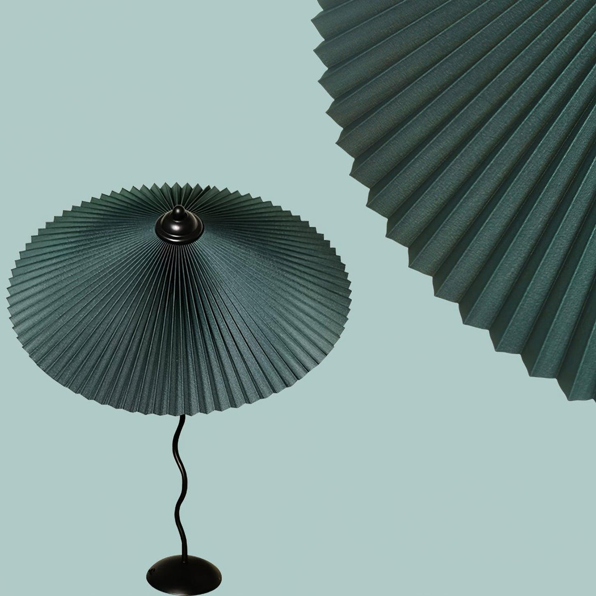 Pleated Hat Table Lamp ∅ 17″ x H 29.5″ / Dia 43cm x H 75cm / Dark green / US Plug Table lamp