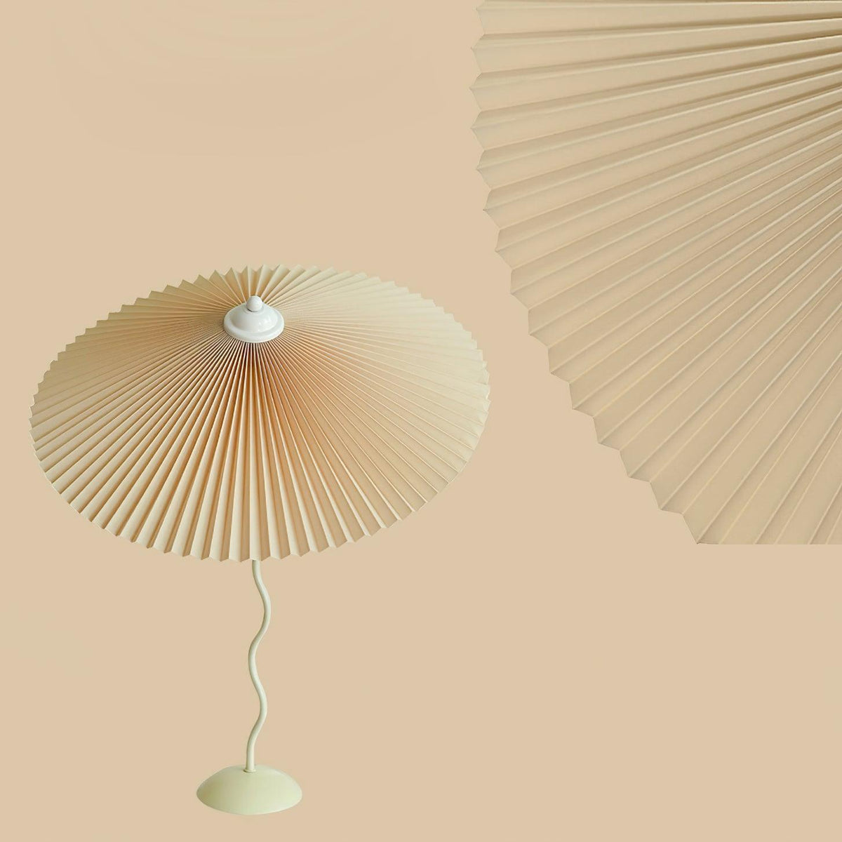 Pleated Hat Table Lamp ∅ 17″ x H 29.5″ / Dia 43cm x H 75cm / Beige / US Plug Table lamp