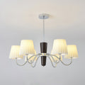 Plisse Chandelier 6 Heads ? 29.9″ x H 10.2″ / Dia 76cm x H 26cm / Walnut Grain & Chrome Chandelier