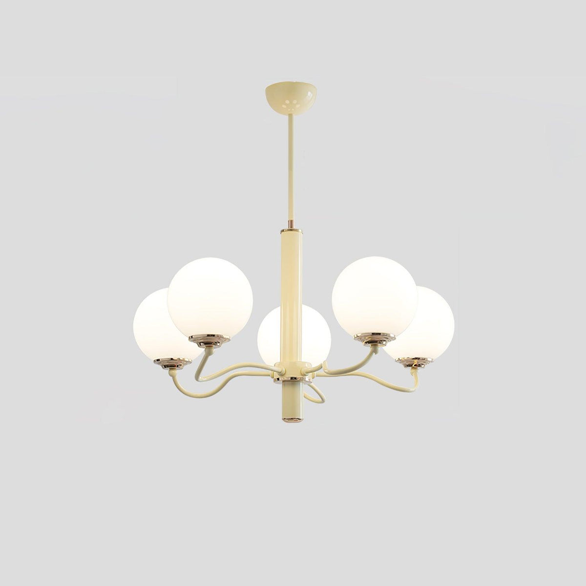 Radiant Globe Chandelier 6 heads ∅ 24.4″ x H 15″ / Dia 62cm x H 38cm / Creamy yellow & White Chandelier