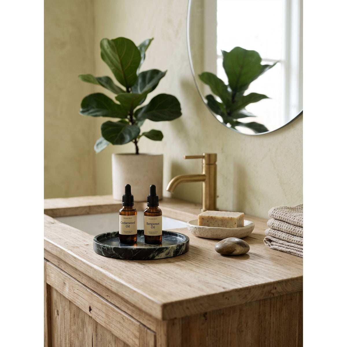 Atoll Stone Round Tray