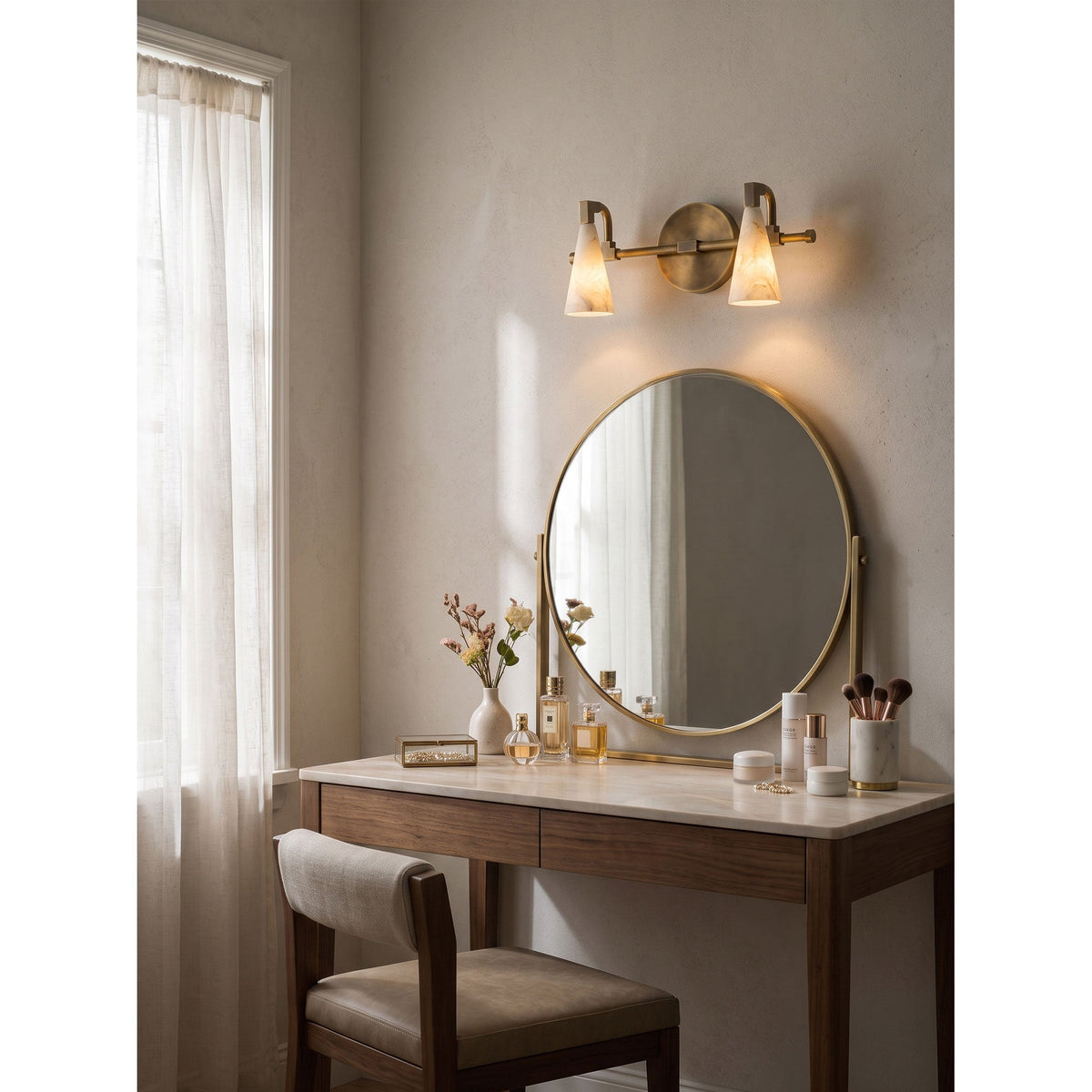 Bradley Vanity Alabaster Wall Sconce