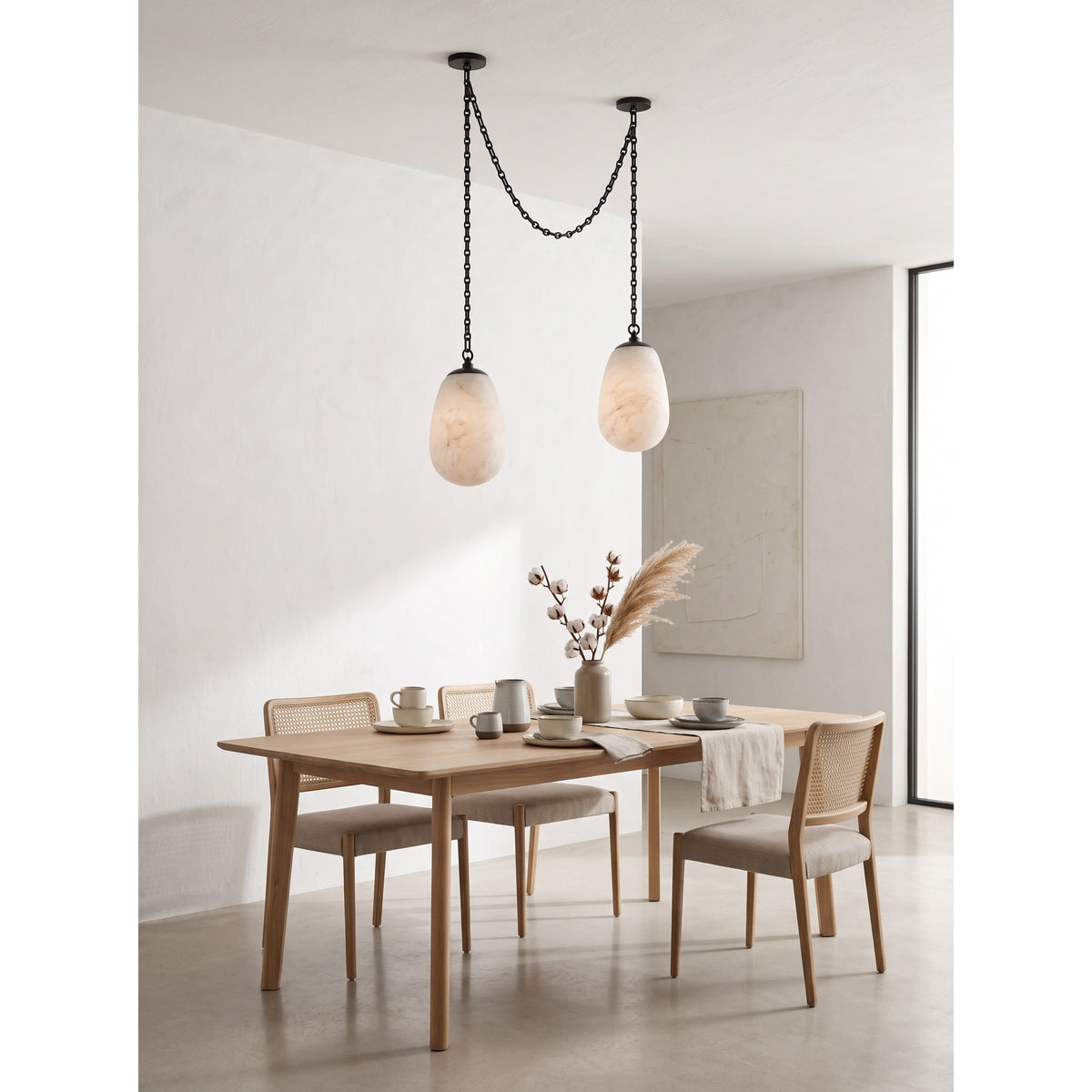 Bruckner Chain Alabaster Chandelier