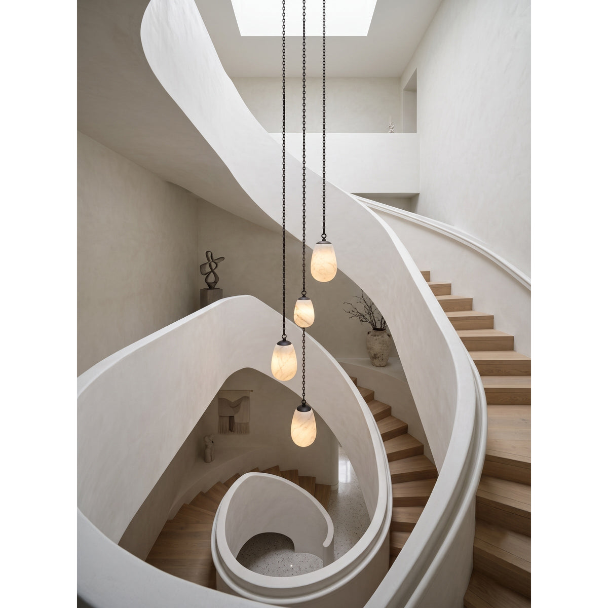 Bruckner Chain Alabaster Chandelier