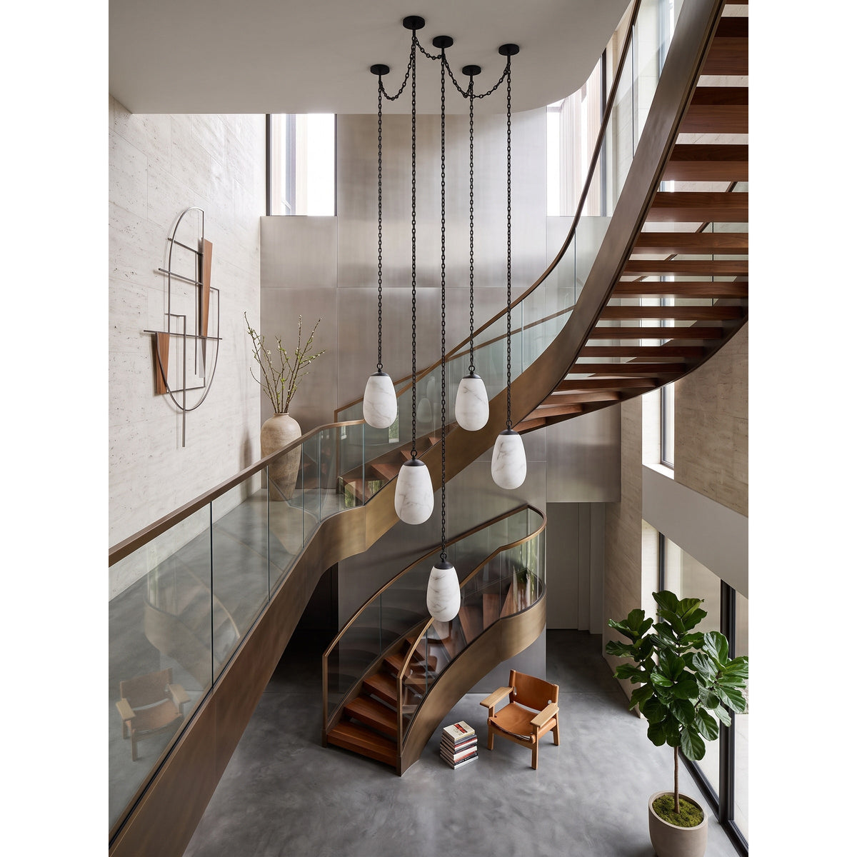 Bruckner Chain Alabaster Chandelier