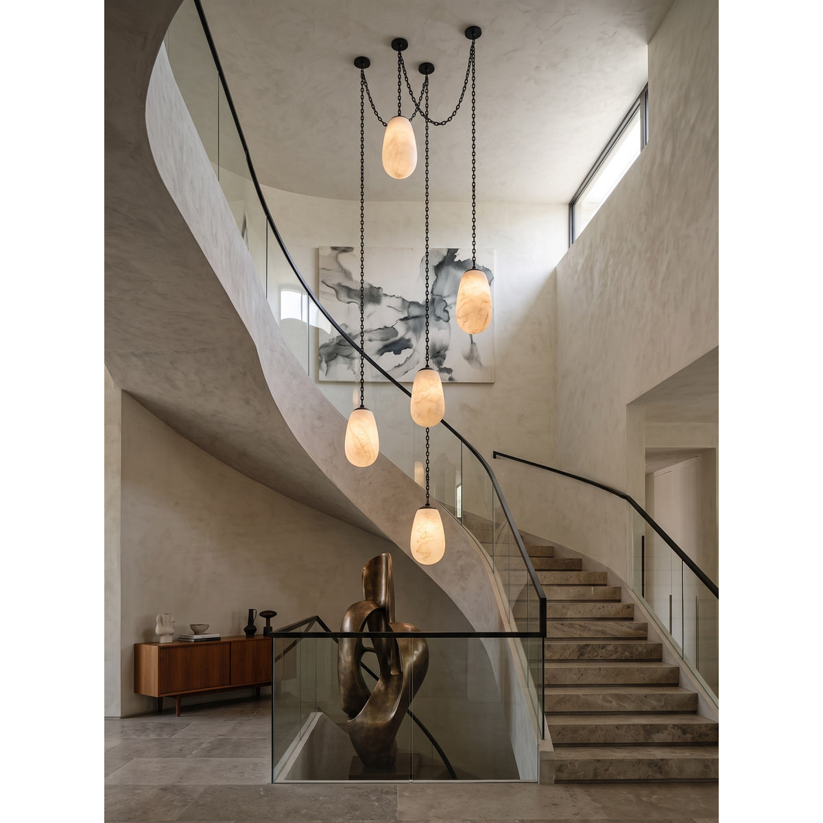 Bruckner Chain Alabaster Chandelier