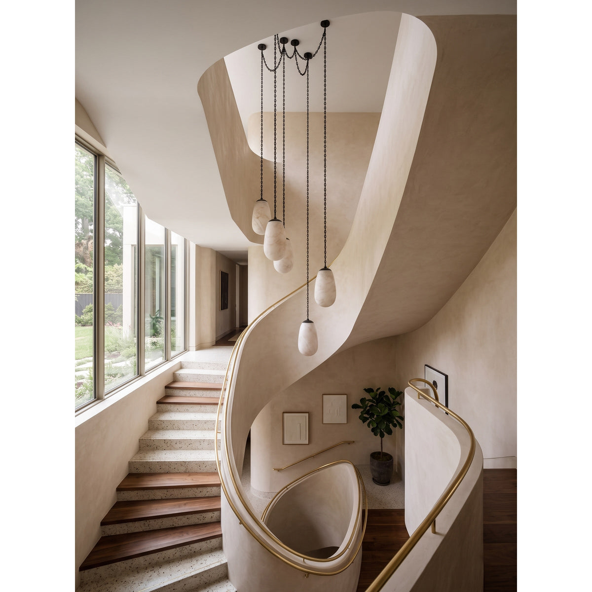 Bruckner Chain Alabaster Chandelier