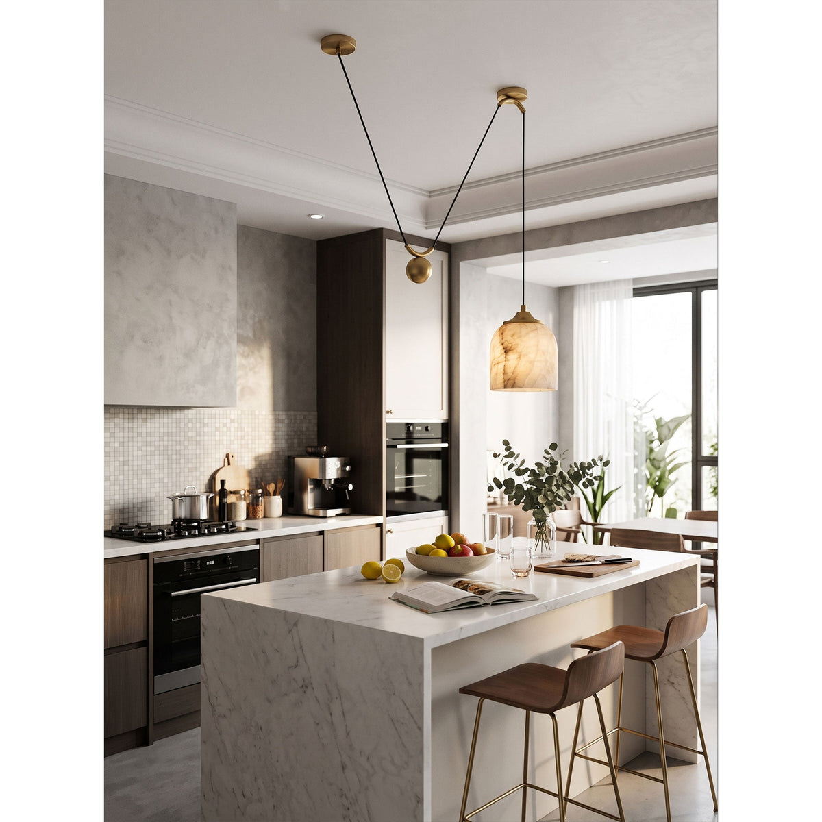 Chart Alabaster Counterweight Pendant Lamp