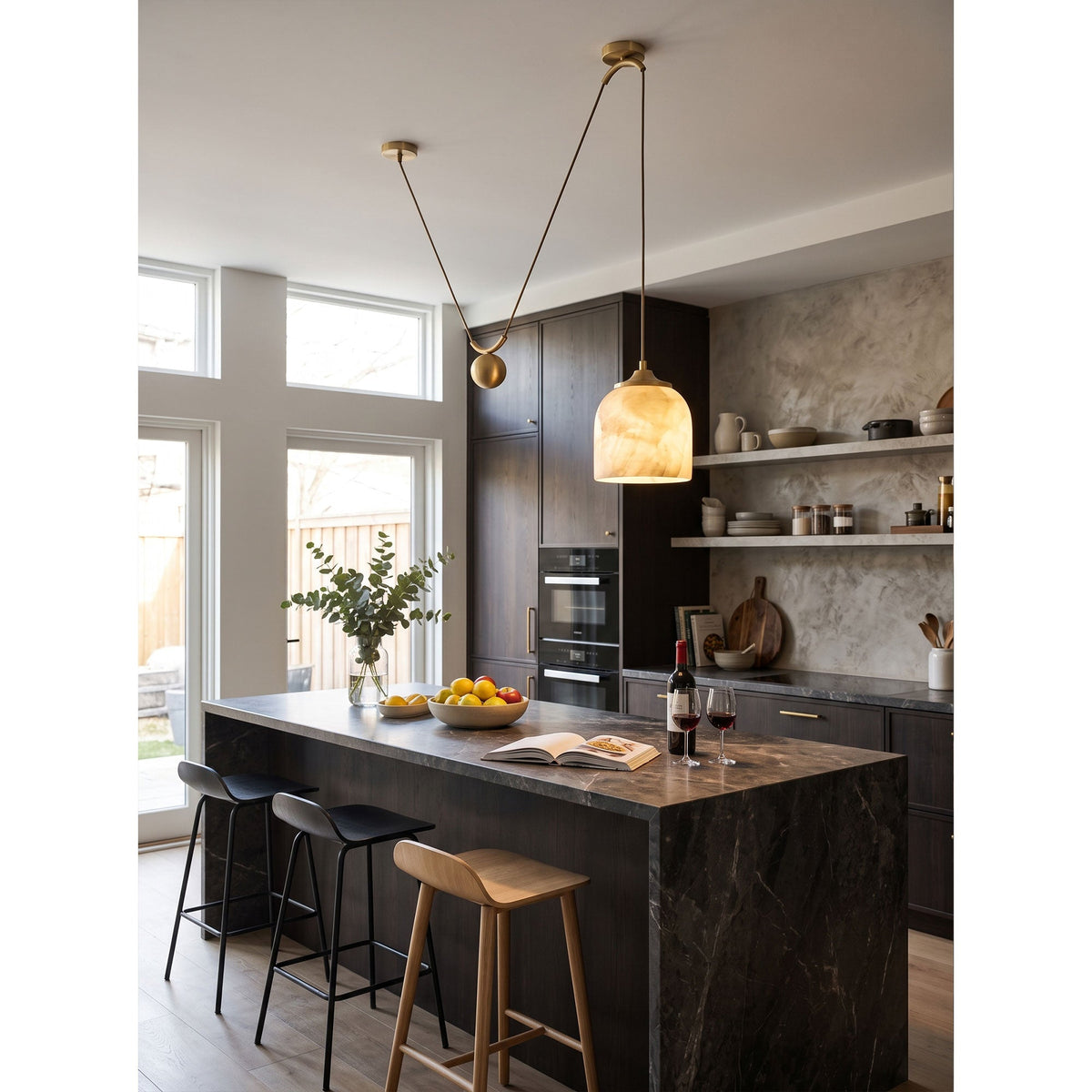 Chart Alabaster Counterweight Pendant Lamp