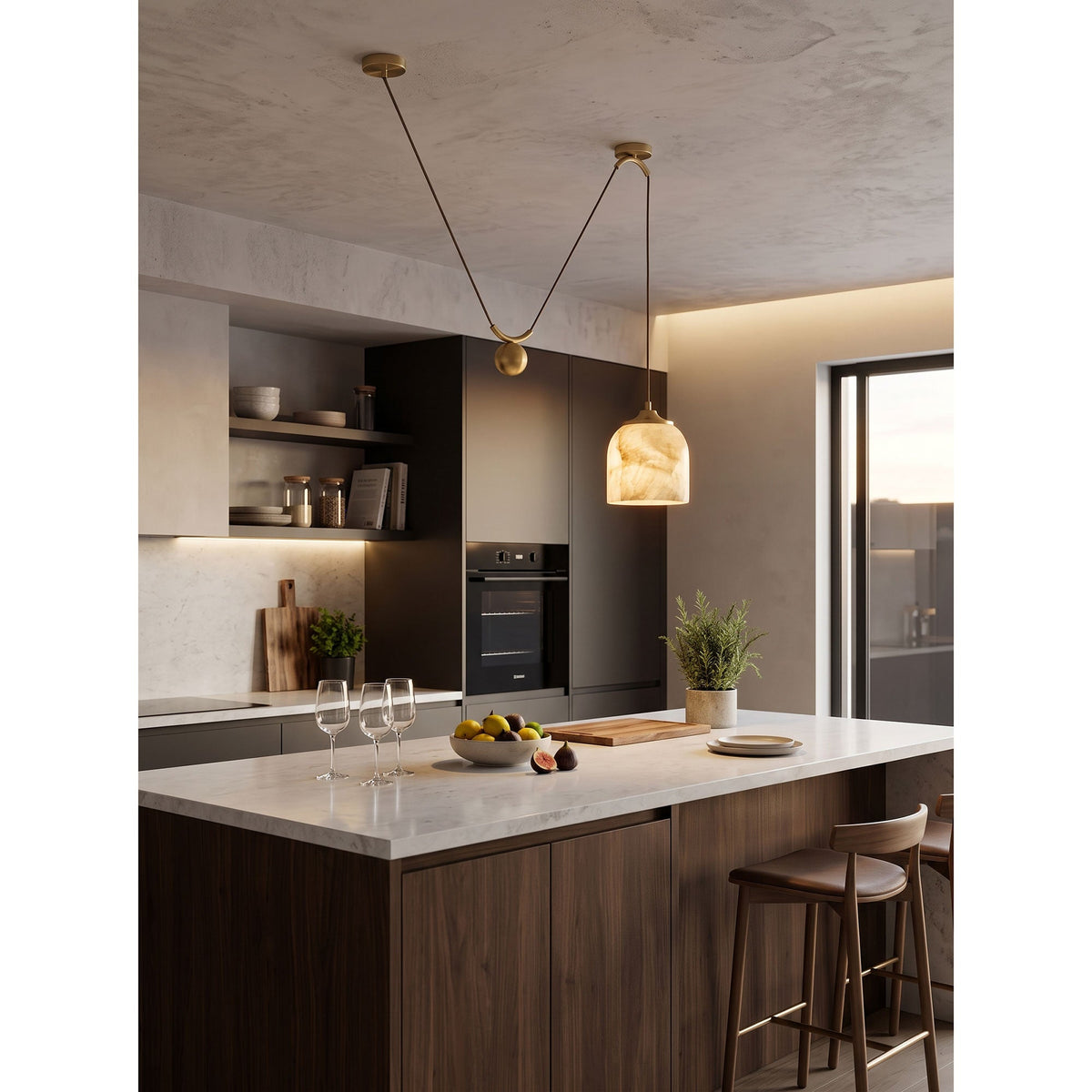 Chart Alabaster Counterweight Pendant Lamp
