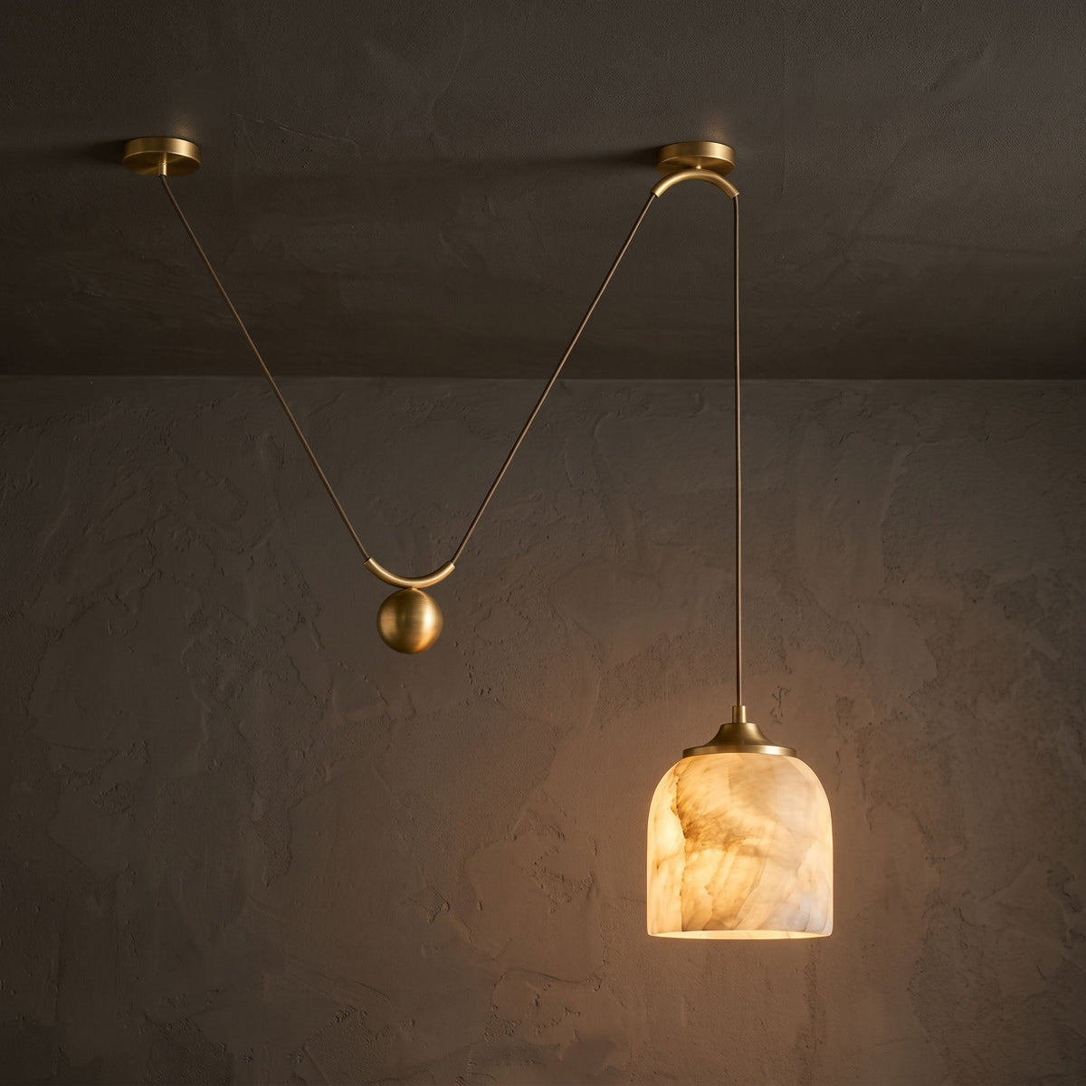 Chart Alabaster Counterweight Pendant Lamp