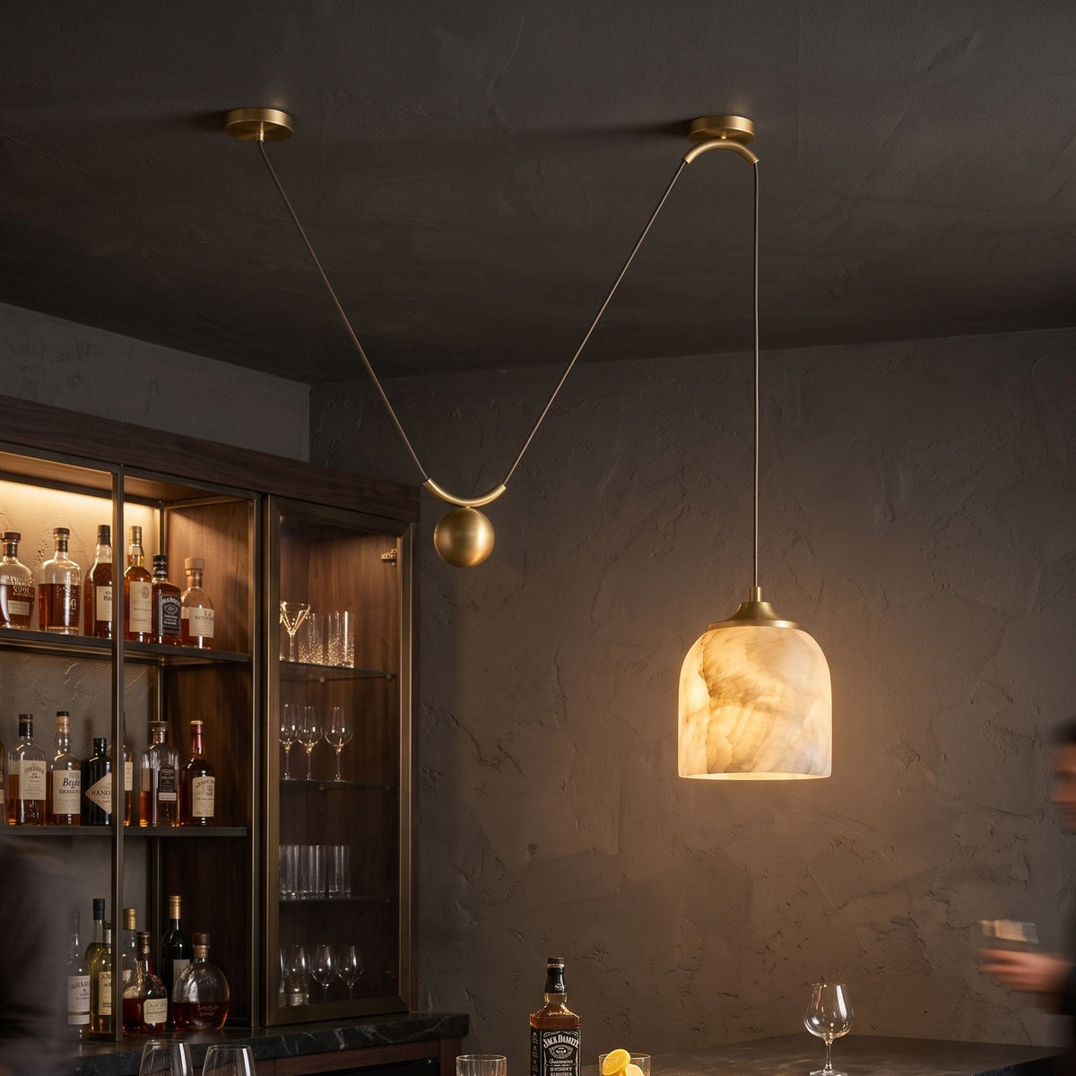 Chart Alabaster Counterweight Pendant Lamp