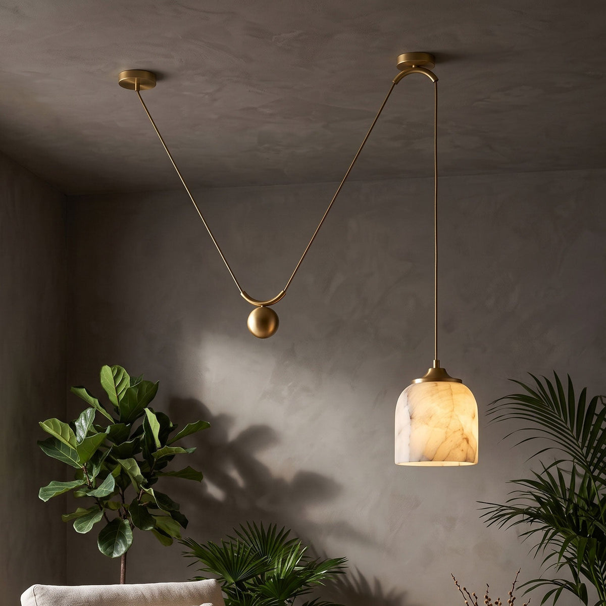 Chart Alabaster Counterweight Pendant Lamp