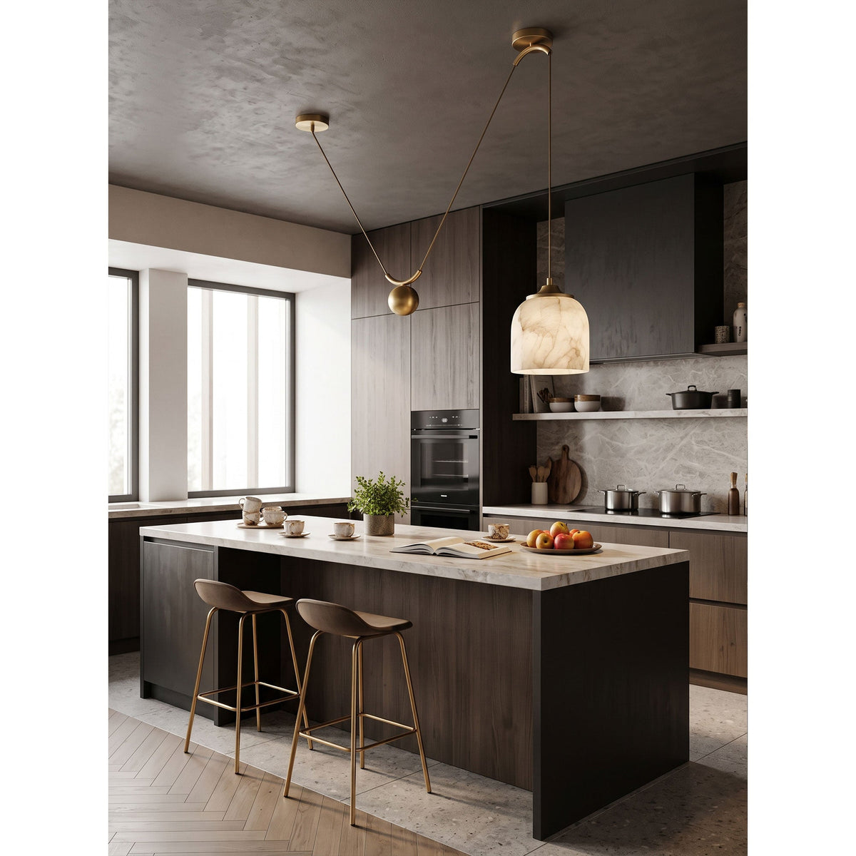 Chart Alabaster Counterweight Pendant Lamp