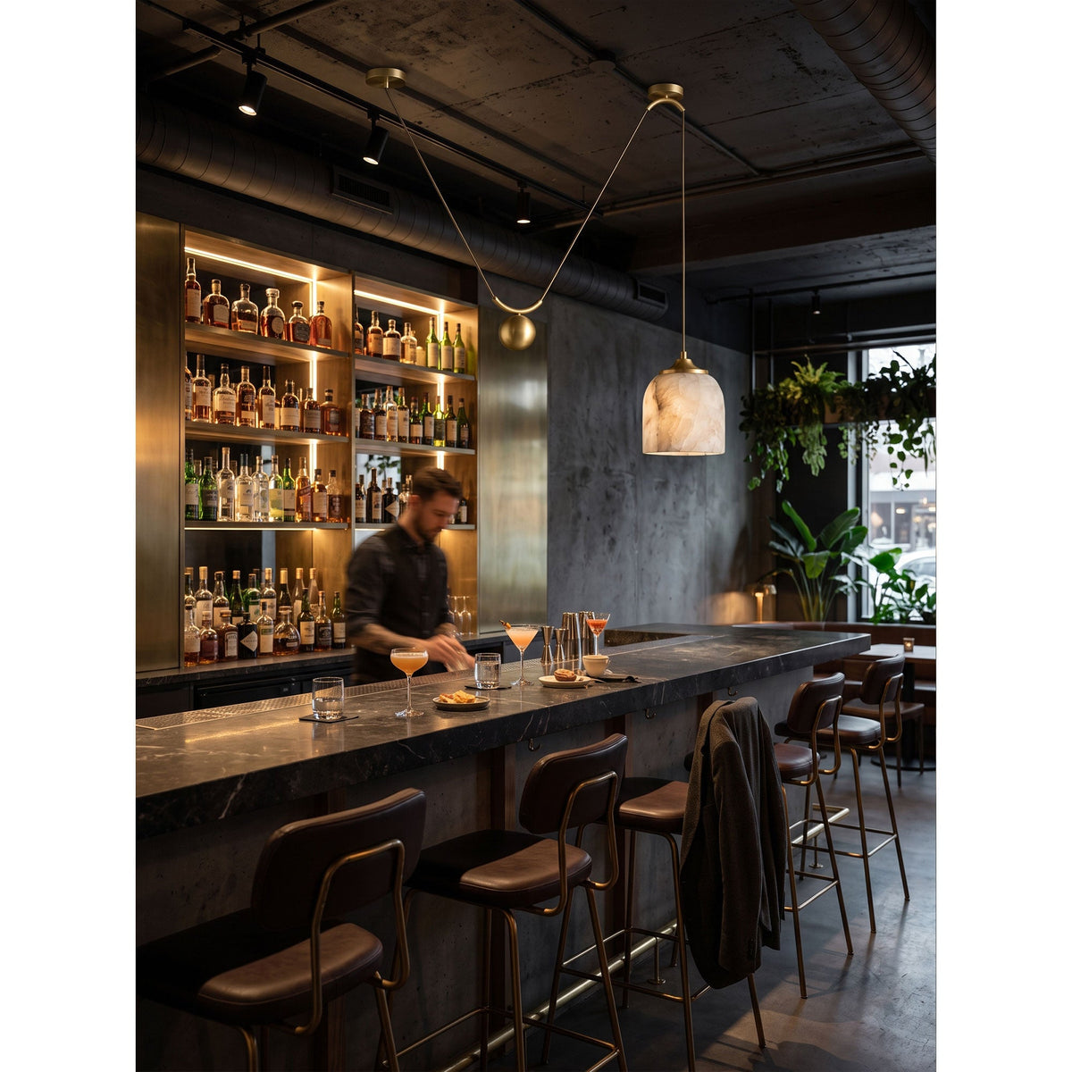 Chart Alabaster Counterweight Pendant Lamp