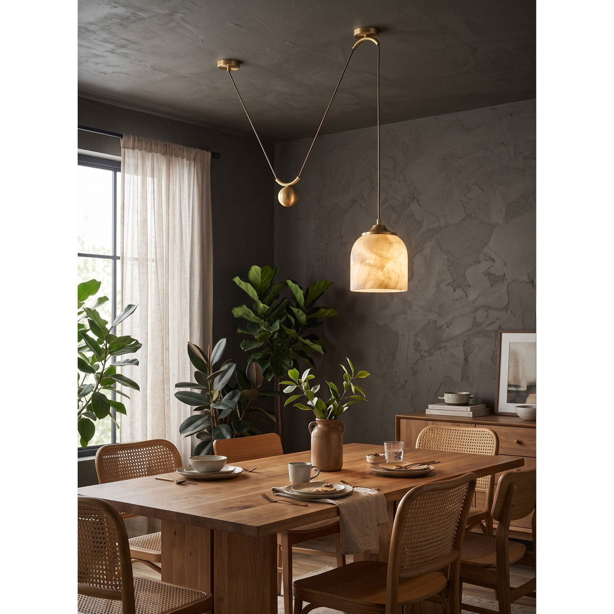 Chart Alabaster Counterweight Pendant Lamp