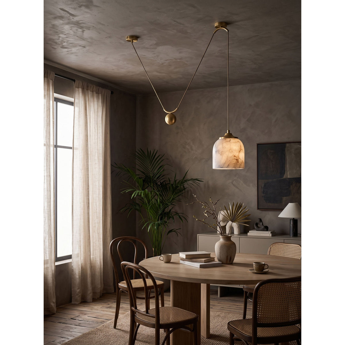 Chart Alabaster Counterweight Pendant Lamp