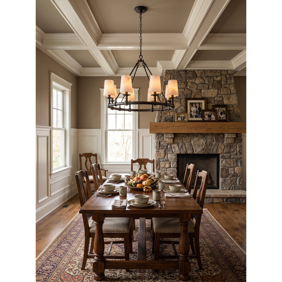 Devon Round Alabaster Chandelier