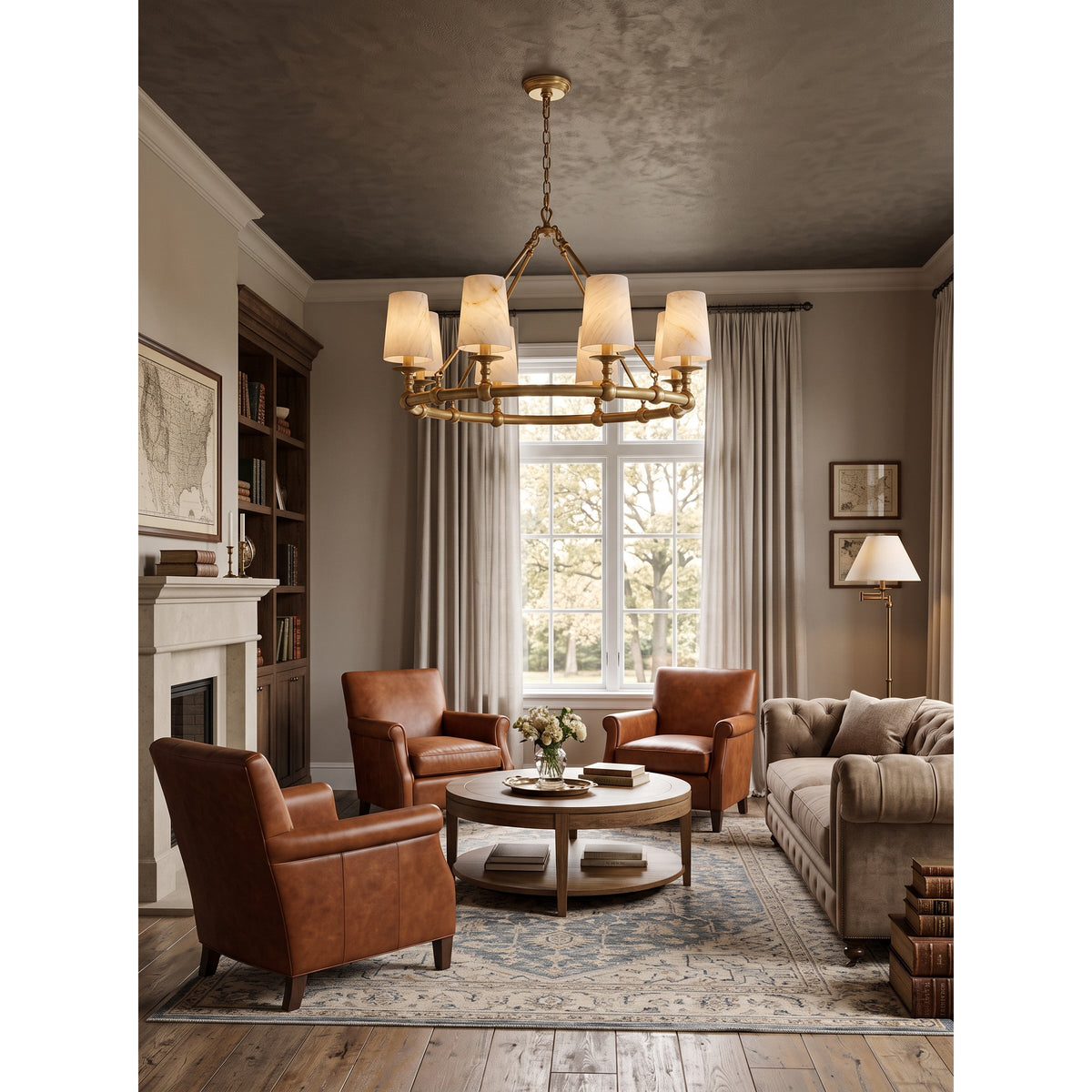 Devon Round Alabaster Chandelier
