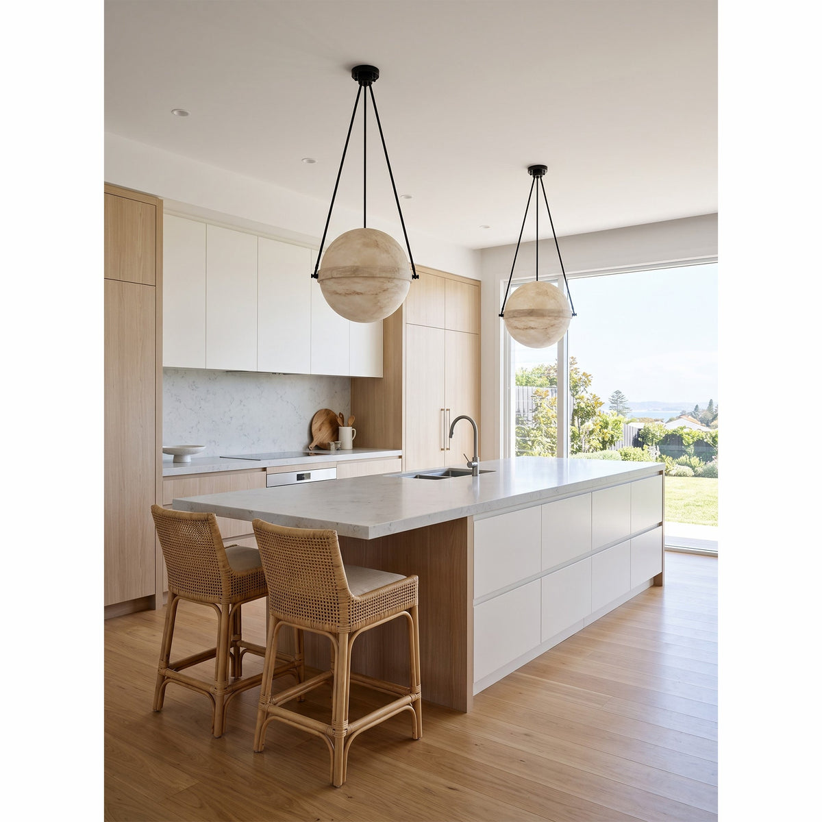 Ecliptane Orbital Alabaster Pendant Lamp