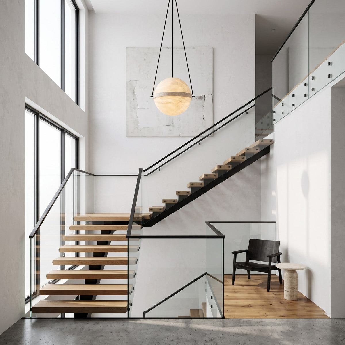 Ecliptane Orbital Alabaster Pendant Lamp