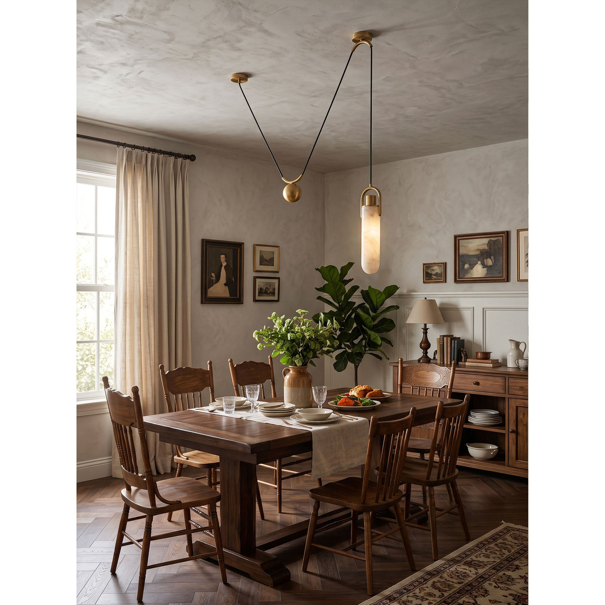 Flint Alabaster Counterweight Pendant Lamp