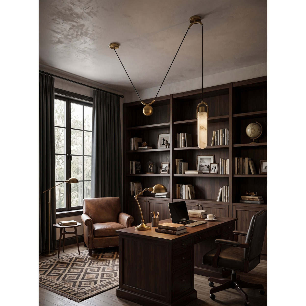 Flint Alabaster Counterweight Pendant Lamp