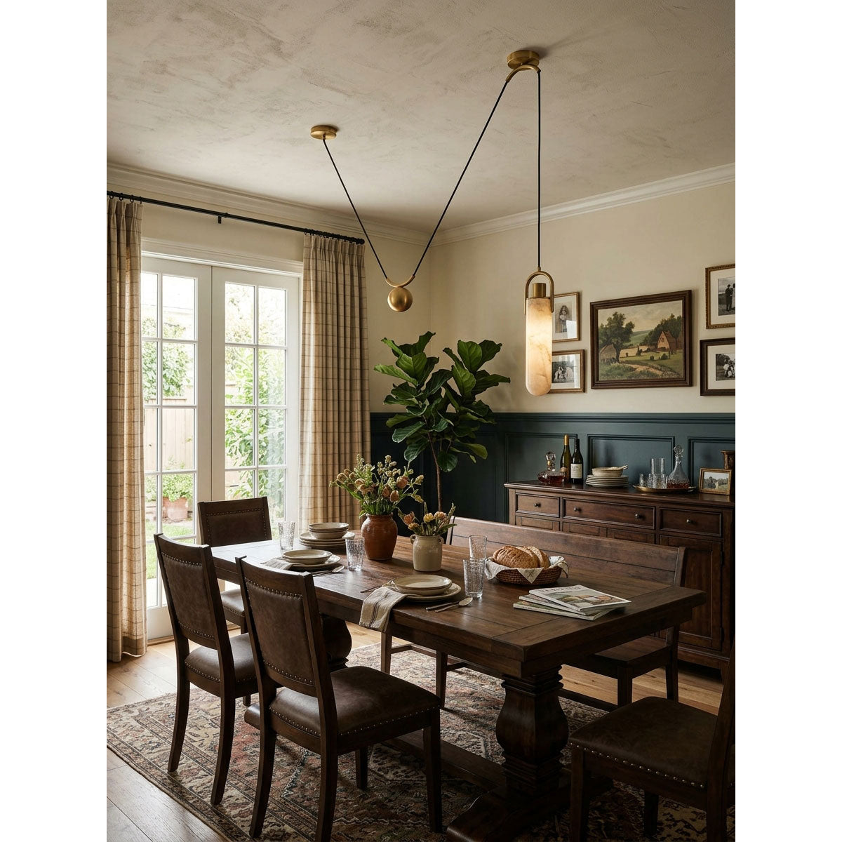 Flint Alabaster Counterweight Pendant Lamp