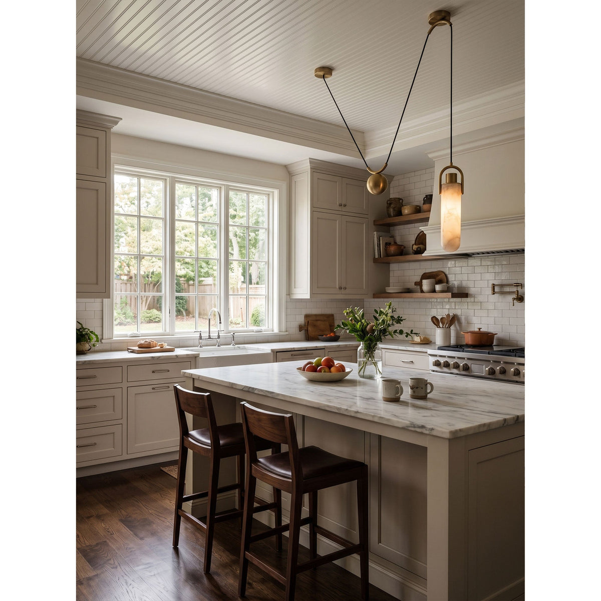 Flint Alabaster Counterweight Pendant Lamp