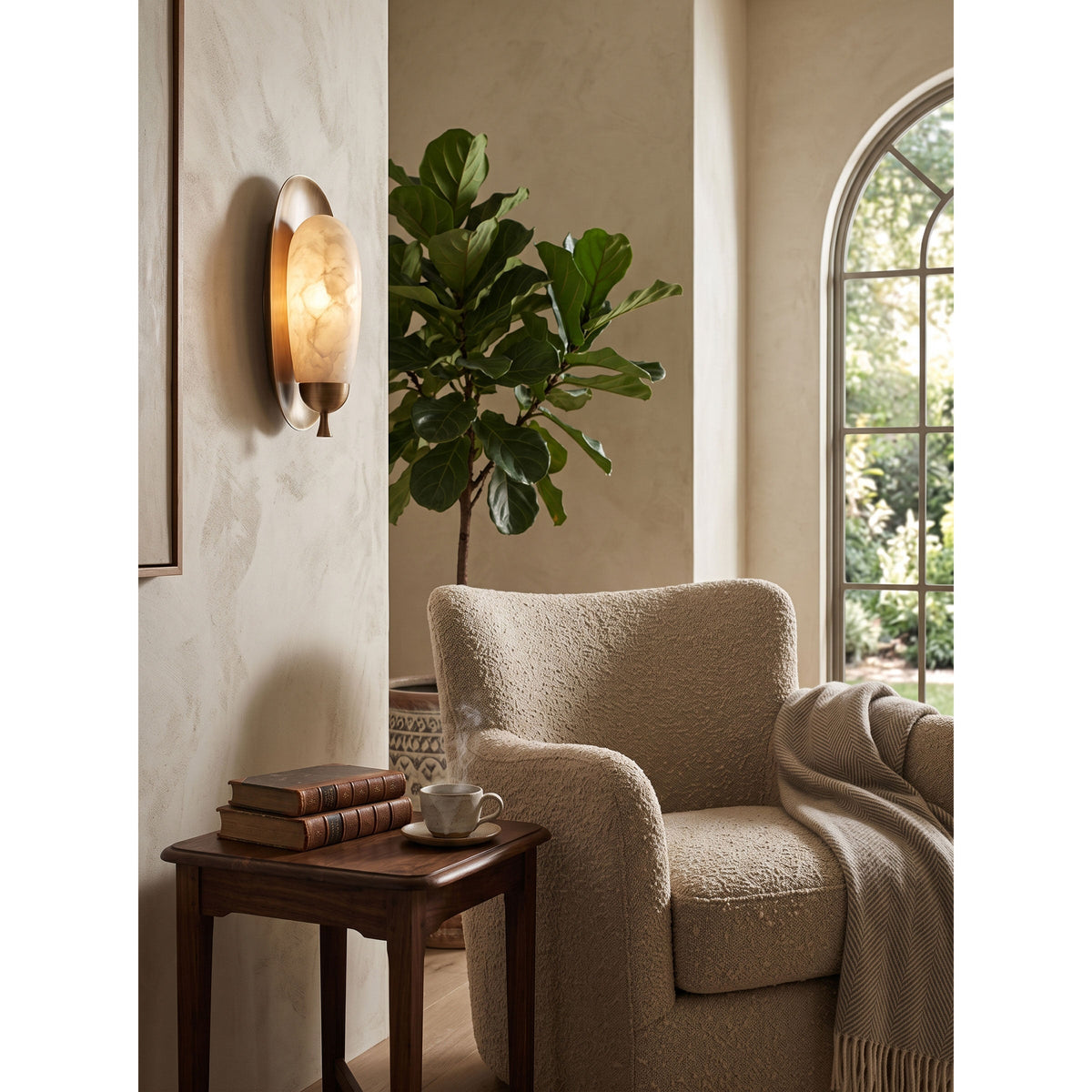 Laurel Blossom Alabaster Wall Sconce