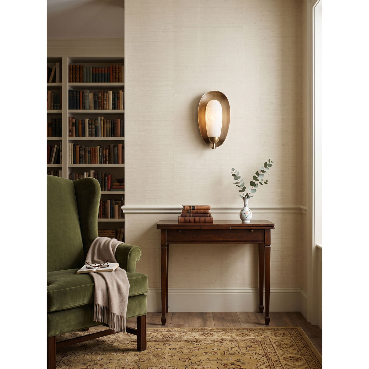 Laurel Blossom Alabaster Wall Sconce