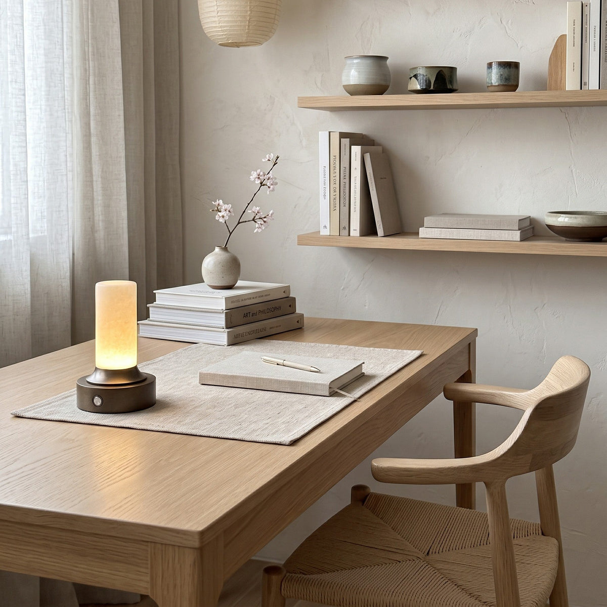 Lunerva Alabaster Table Lamp (Built-in Battery)