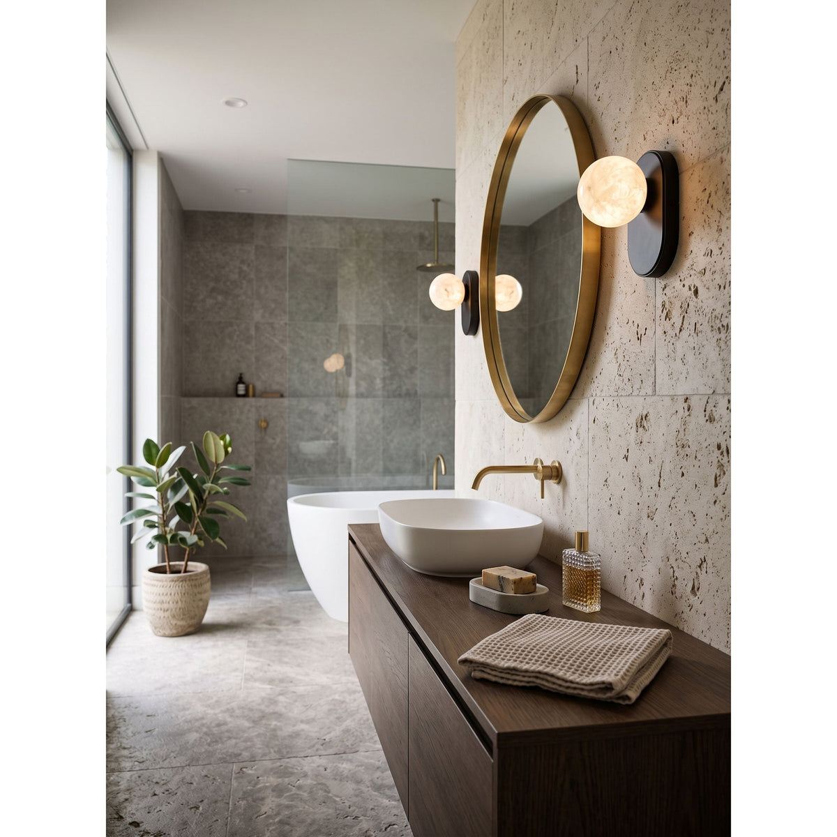 Paola Orb Alabaster Wall Sconce