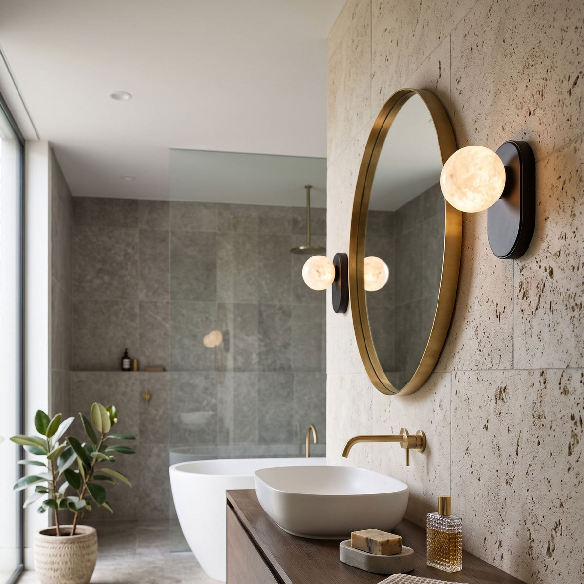 Paola Orb Alabaster Wall Sconce